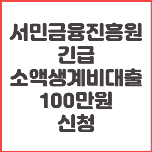 서민금융진흥원-긴급소액생계비대출-100만원-신청