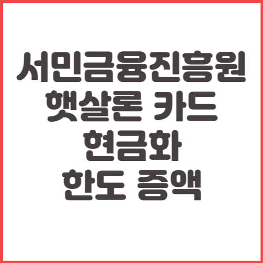 서민금융진흥원-햇살론 카드-현금화-한도-증액