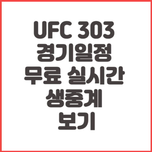 UFC 303 경기일정 무료 실시간 생중계